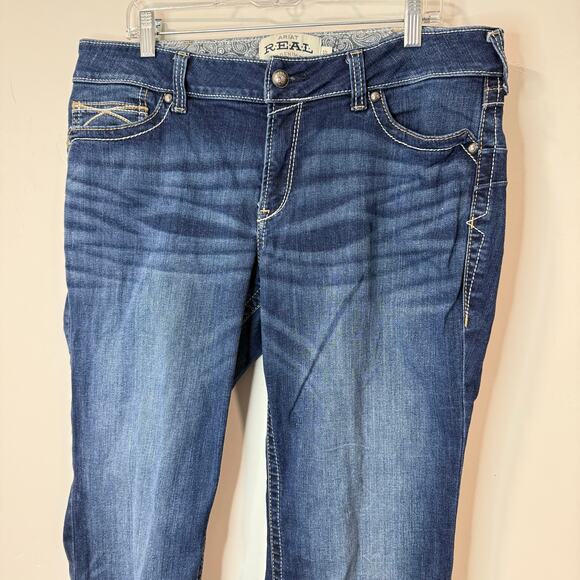 Ariat Women's REAL Jeans Mid Rise Bootcut Whipstitch 33 Long Blue Denim - Picture 4 of 9